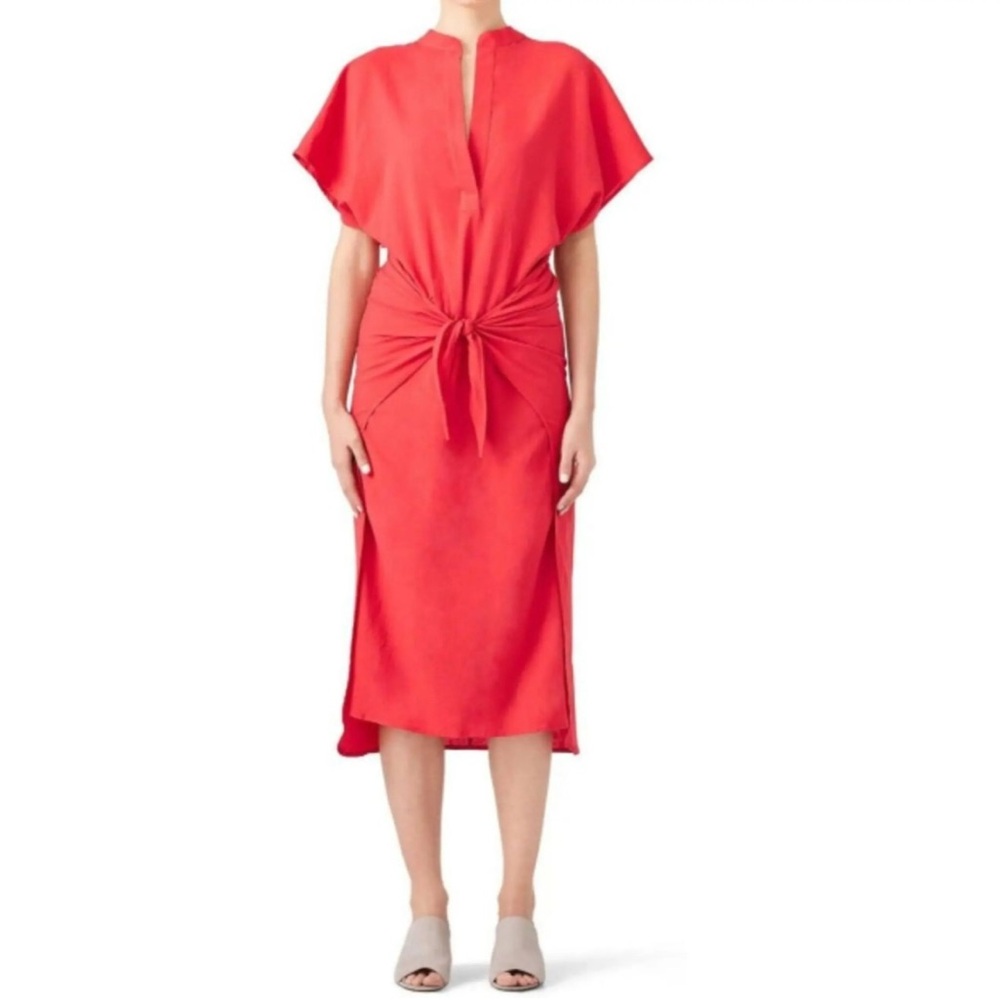 Vince Red Front-Tie Wrap Dress